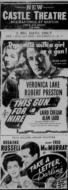 Castle Theatre - 05 Dec 1942 Ad (newer photo)